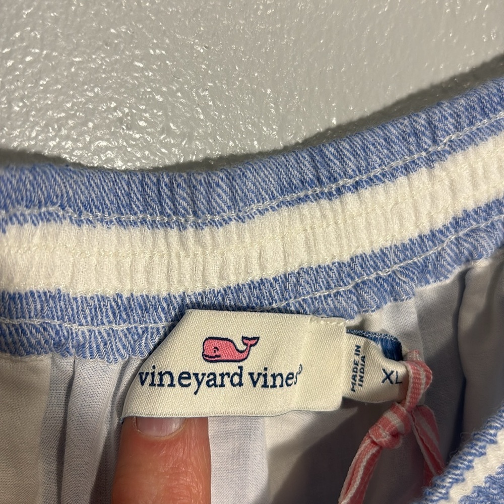 Vineyard Vines Blue and White Striped Off-Shoulder Romper - Picture 9 of 16